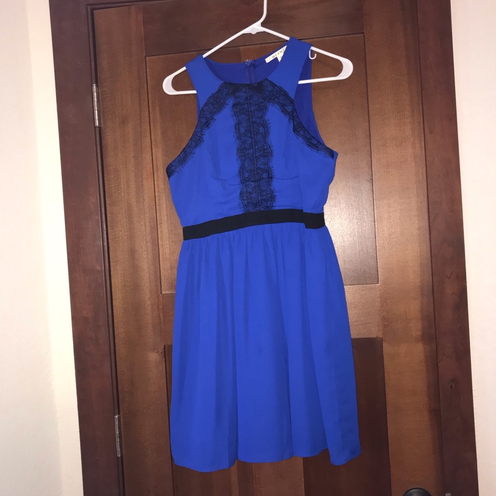 Royal blue and black high neck mini dress size medium